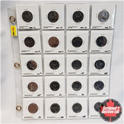 Canada Twenty Five Cent - Sheet of 20: 1993, 1994, 1995, 1996, 2001P, 2002P, 2002P Canada Day, 2003P