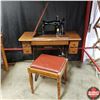 Image 1 : Singer Treadle Sewing Machine w/Contents S/N#JC915502