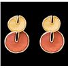 Image 1 : Double Circle Dangle Earrings - Rose Gold Plated