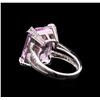 Image 3 : 18.00 ctw Kunzite and Diamond Ring - 18KT White Gold