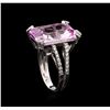 Image 4 : 18.00 ctw Kunzite and Diamond Ring - 18KT White Gold