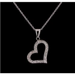 0.30 ctw Diamond Heart Pendant With Chain - 14KT White Gold