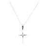 Image 2 : 0.01 ctw Diamond Cross Pendant with Chain - 14KT White Gold