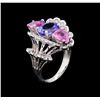 Image 4 : 4.36 ctw Multi Gemstone and Diamond Ring - 14KT White Gold