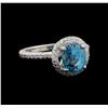 Image 1 : 4.23 ctw Blue Zircon and Diamond Ring - 14KT White Gold