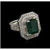 Image 1 : 14KT White Gold 3.28 ctw Emerald and Diamond Ring