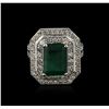 Image 2 : 14KT White Gold 3.28 ctw Emerald and Diamond Ring