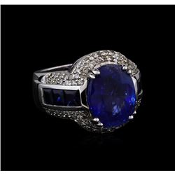 12.45 ctw Sapphire and Diamond Ring - 14KT White Gold