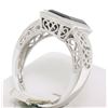 Image 5 : 14k White Gold Filigree Ring w/ Large Emerald Cut Deep Wine Red Rhodolite Garnet