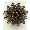 Image 1 : 14k Yellow Gold 2.52 ctw Old Round Cut Garnet Tiered Sunburst Cluster Ring