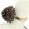 Image 2 : 14k Yellow Gold 2.52 ctw Old Round Cut Garnet Tiered Sunburst Cluster Ring