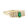 Image 1 : 0.50 ctw Diamond and Emerald Ring - 14KT Yellow Gold