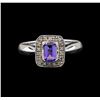 Image 2 : 14KT White Gold 0.64 ctw Tanzanite and Diamond Ring