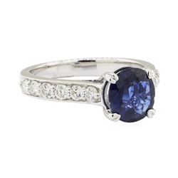 2.47 ctw Sapphire and Diamond Ring - 14KT White Gold