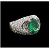 Image 1 : 14KT White Gold 2.50 ctw Emerald and Diamond Ring