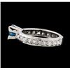 Image 3 : 1.60 ctw Blue Zircon and Diamond Ring - 18KT White Gold