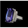 Image 1 : 11.78 ctw Tanzanite and Diamond Ring - 14KT White Gold