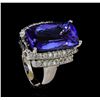 Image 4 : 11.78 ctw Tanzanite and Diamond Ring - 14KT White Gold