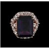 Image 1 : 14KT Rose Gold 13.61 ctw Amethyst and Diamond Ring