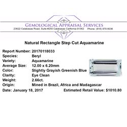 2.66 ct.Natural Rectangle Step Cut Aquamarine