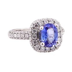 2.44 ctw Sapphire And Diamond Ring - 14KT White Gold