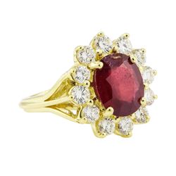 5.51 ctw Ruby and Diamond Ring - 18KT Yellow Gold