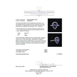 4.87 ctw Tanzanite and Diamond Ring - 14KT White Gold