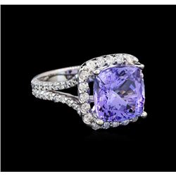 14KT White Gold 6.81 ctw Tanzanite and Diamond Ring