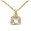 14K Yellow Gold 3.77 ctw VS Diamond Green Amethyst Pendant w/ 20" Curb Chain