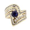 Image 2 : 1.97 ctw Sapphire and Diamond Ring - 14KT Yellow Gold