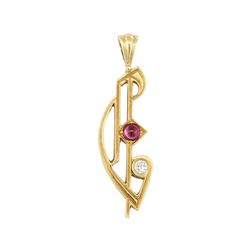 0.20 ctw Ruby and Diamond Fashion Pendant - 18KT Yellow Gold