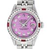 Image 1 : Rolex Ladies Stainless Steel Pink Diamond & Channel Ruby Datejust Wristwatch