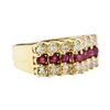 Image 1 : 0.90 ctw Diamond and Ruby Ring - 14KT Yellow Gold