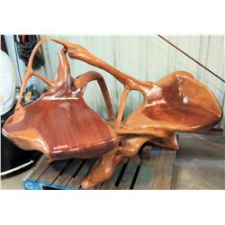 Large Solid Monkeypod Seating, Resin-Coated, Approx. 69"W