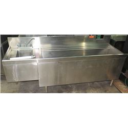 Stainless Ice Well w/ Left Mount Sink, 77"W x 24"D x 29"H