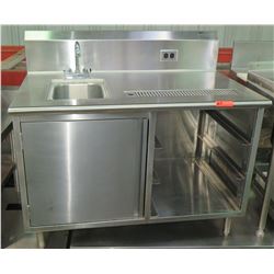 Stainless Prep Table w/ Sink, Tray Holders, Storage Compartment 48"W x 28"D x 34"H