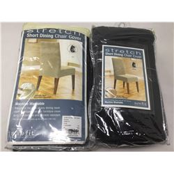 Stretch Short Dining Chair Cover- Black (set of 4)
