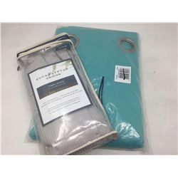 Aqua Curtain Panel and Two King Size Pillow Cases