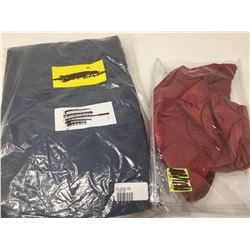 Indigo Curtain Panel and Red Decorative Pillow Cover