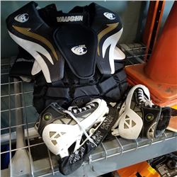 VAUGHN VELOCITY HOCKEY GOALIE CHEST PROTECTOR PANTS AND SKATES