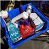 Image 2 : BLUE PARTS BIN W/ LIGHT BULBS, MARINE OIL FILTERS, ETC