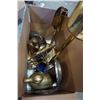 Image 2 : BRASS LAMP, BRASS DUCK FIGURE, AND SILVER PLATED DISHES
