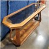 Image 1 : OAK GLASS TOP SOFA TABLE