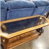 Image 2 : OAK GLASS TOP SOFA TABLE