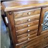 Image 2 : SOLID OAK CHEST OF DRAWERS W/ LEADED GLASS DOOR