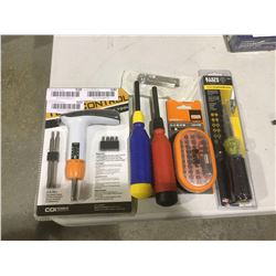 NEW lot of 5 bit sets & screwdrivers