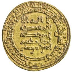 ABBASID: al-Muqtadir, 908-932, AV dinar (4.07g), Misr, AH302. EF-AU