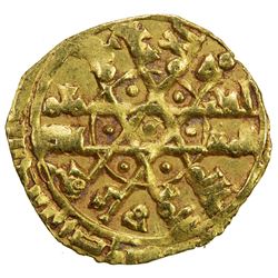 FATIMID: al-Mustansir, 1036-1094, AV stellate 1/4 dinar (1.00g), Siqilliya, DM. EF