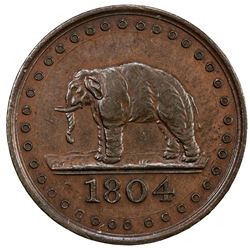 CEYLON: George III, 1760-1820, AE 1/192 rixdollar, 1804, KM-73, Prid-87, Cr-25, proof