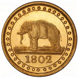 CEYLON: George III, 1796-1820, gilt AE 1/192 rixdollar, 1802. PCGS PF65